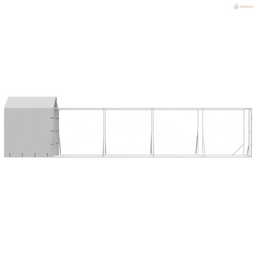 Ezüstszínű horganyzott acél kutyakennel tetővel 2x10x2,5 m