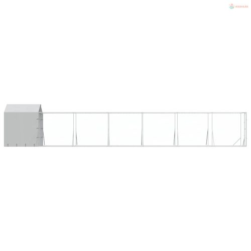 Ezüstszínű horganyzott acél kutyakennel tetővel 2x14x2,5 m