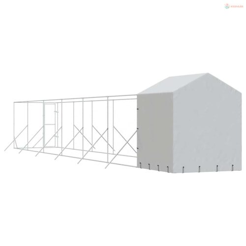 Ezüstszínű horganyzott acél kutyakennel tetővel 2x14x2,5 m