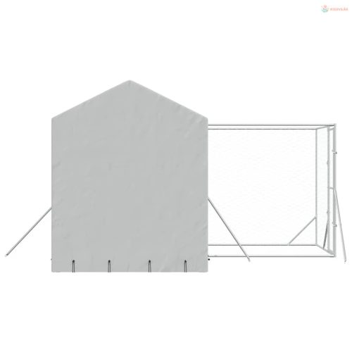 Ezüstszínű horganyzott acél kutyakennel tetővel 4x4x2,5 m