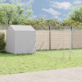   Ezüstszínű horganyzott acél kutyakennel tetővel 6x6x2,5 m