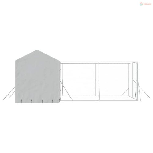 Ezüstszínű horganyzott acél kutyakennel tetővel 6x6x2,5 m