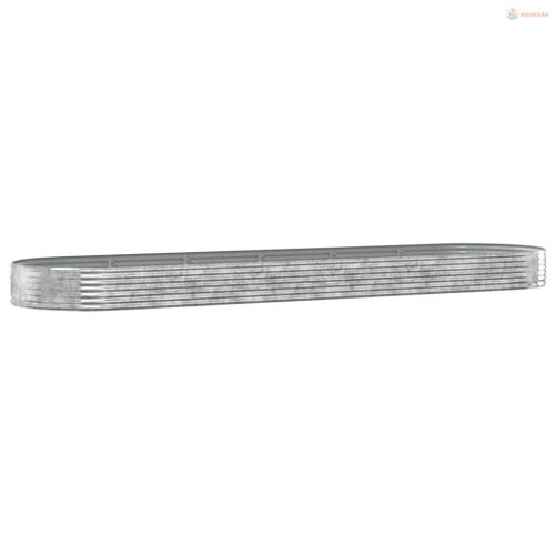 Ezüstszínű horganyzott acél kerti magaságyás 523x140x36 cm