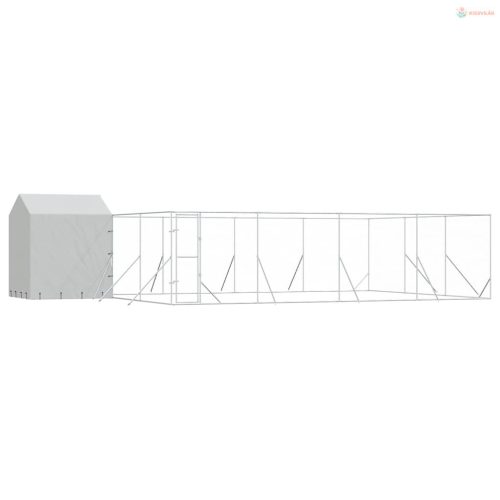 Ezüstszínű horganyzott acél kutyakennel tetővel 10x6x2,5 m