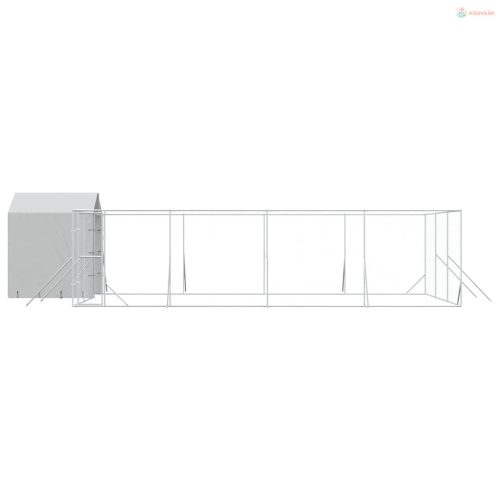 Ezüstszínű horganyzott acél kutyakennel tetővel 10x6x2,5 m