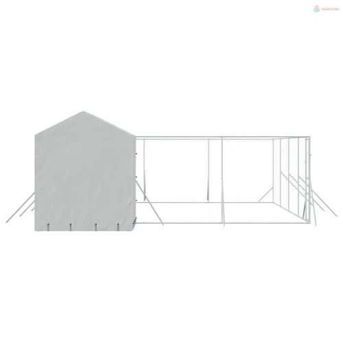 Ezüstszínű horganyzott acél kutyakennel tetővel 10x6x2,5 m