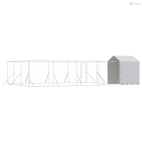 Ezüstszínű horganyzott acél kutyakennel tetővel 10x6x2,5 m