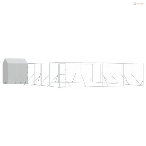 Ezüstszínű horganyzott acél kutyakennel tetővel 10x10x2,5 m