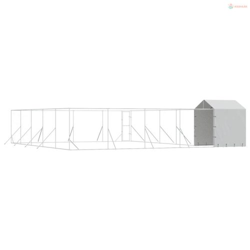 Ezüstszínű horganyzott acél kutyakennel tetővel 10x10x2,5 m