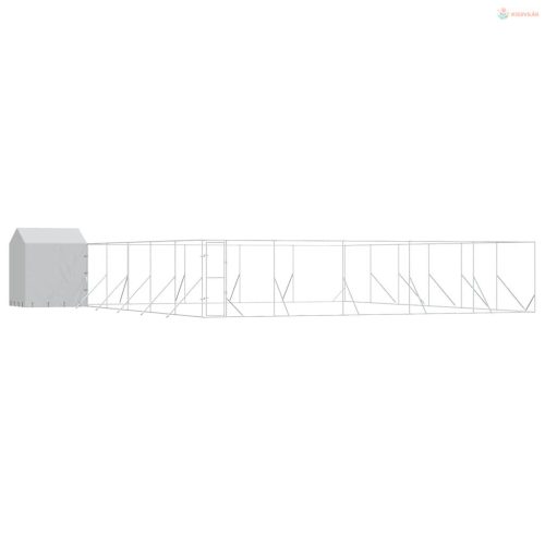 Ezüstszínű horganyzott acél kutyakennel tetővel 12x12x2,5 m