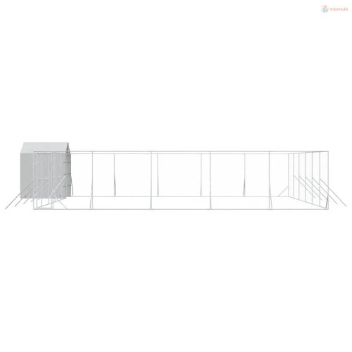 Ezüstszínű horganyzott acél kutyakennel tetővel 12x12x2,5 m