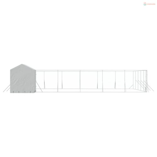 Ezüstszínű horganyzott acél kutyakennel tetővel 12x12x2,5 m