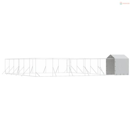 Ezüstszínű horganyzott acél kutyakennel tetővel 12x12x2,5 m