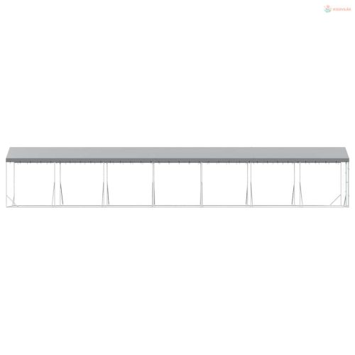 Ezüstszínű horganyzott acél kutyakennel tetővel 2x14x2,5 m