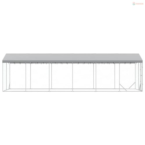 Ezüstszínű horganyzott acél kutyakennel tetővel 3x9x2,5 m