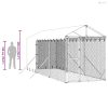 Ezüstszínű horganyzott acél kutyakennel tetővel 2x6x2,5 m