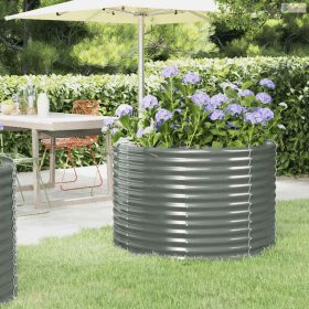 Szürke horganyzott acél kerti magaságyás 100x100x68 cm