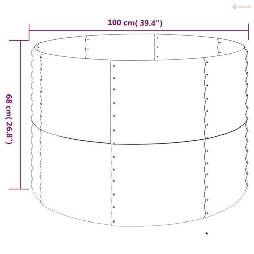 Antracitszürke horganyzott acél kerti magaságyás 100x100x68 cm