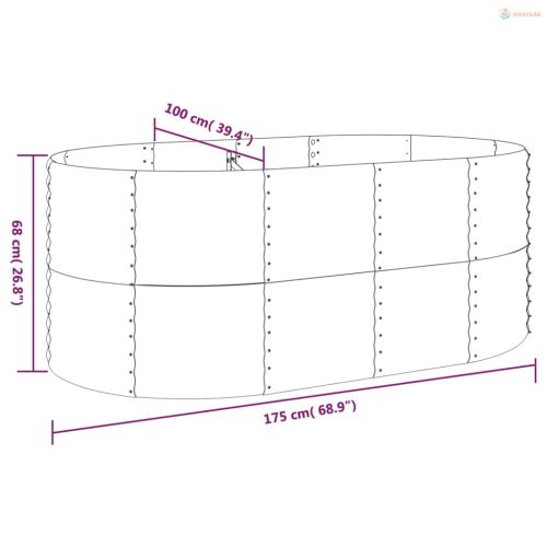 Szürke horganyzott acél kerti magaságyás 175x100x68 cm