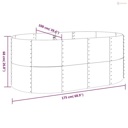 Antracitszürke horganyzott acél kerti magaságyás 175x100x68 cm