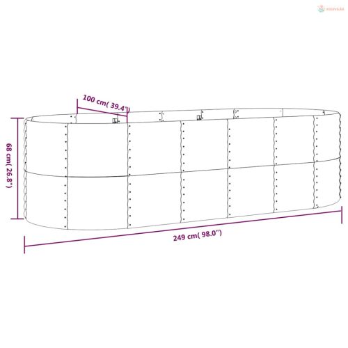 Antracitszürke horganyzott acél kerti magaságyás 249x100x68 cm