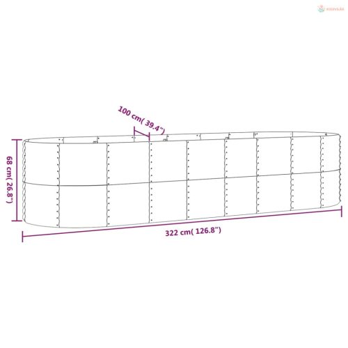 Zöld horganyzott acél kerti magaságyás 322x100x68 cm