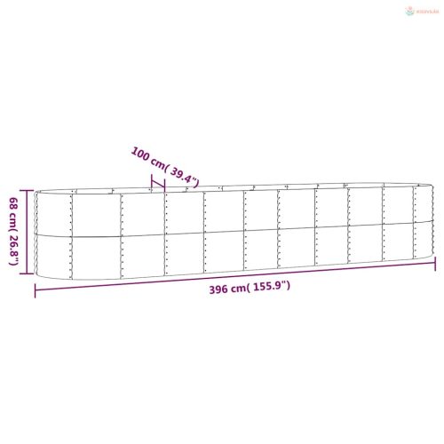 Antracitszürke horganyzott acél kerti magaságyás 396x100x68 cm