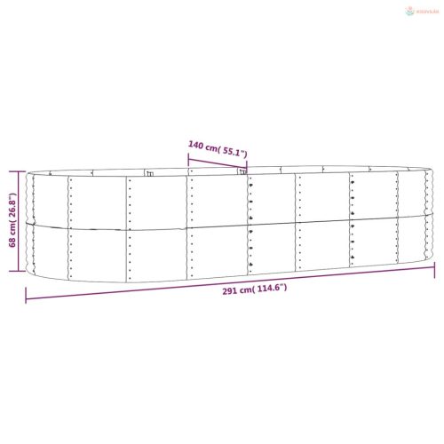 Zöld horganyzott acél kerti magaságyás 291 x 140 x 68 cm