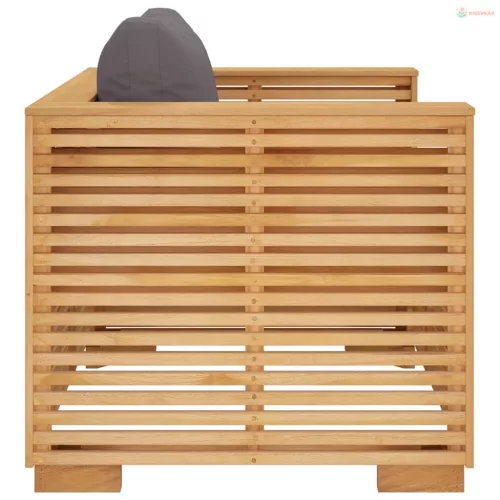 Tömör tíkfa kerti kanapéfotel sötétszürke párnákkal