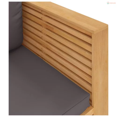 Tömör tíkfa kerti kanapéfotel sötétszürke párnákkal