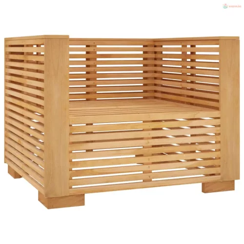 Tömör tíkfa kerti kanapéfotel sötétszürke párnákkal