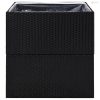 Fekete polyrattan kerti ültetőláda 80x80x80 cm