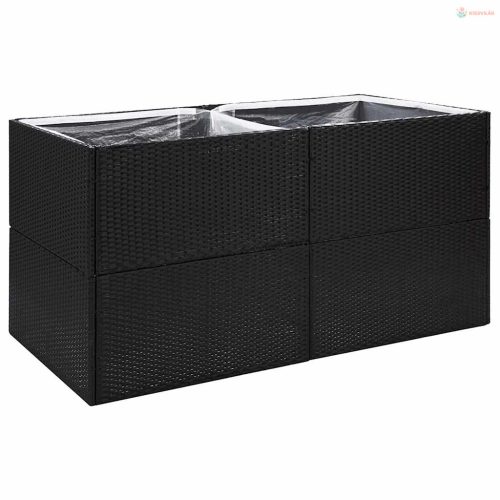 Fekete polyrattan kerti ültetőláda 157x80x80 cm