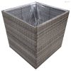 Szürke polyrattan kerti ültetőláda 80x80x80 cm
