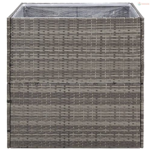Szürke polyrattan kerti ültetőláda 80x80x80 cm