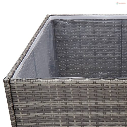 Szürke polyrattan kerti ültetőláda 80x80x80 cm