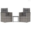 3 részes szürke polyrattan kültéri ülőgarnitúra párnákkal