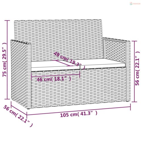 4 részes fekete polyrattan kültéri ülőgarnitúra párnákkal