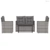 4 részes szürke polyrattan kültéri ülőgarnitúra párnákkal