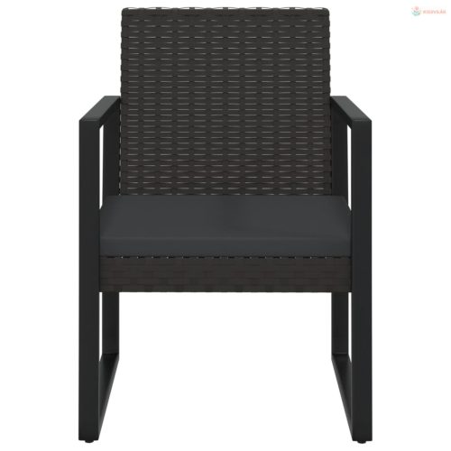 4 részes fekete polyrattan kerti ülőgarnitúra párnákkal