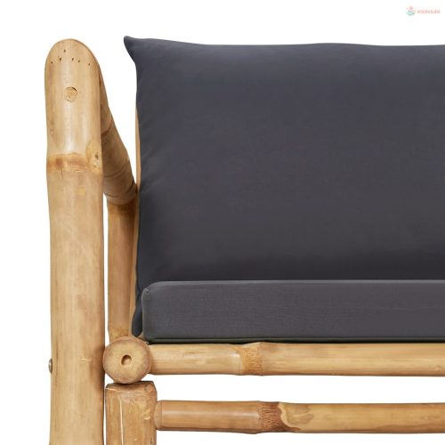 2 részes bambusz kerti ülőgarnitúra sötétszürke párnákkal