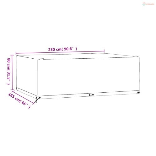Téglalap alakú kerti bútorhuzat 12 fűzőlyukkal 230x165x80 cm