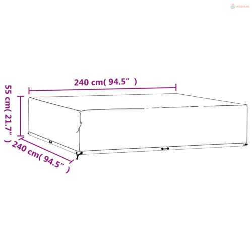 Négyzet alakú kerti bútorhuzat 16 fűzőlyukkal 240 x 240 x 55 cm