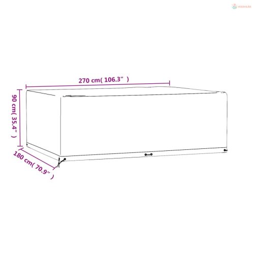 Téglalap alakú kerti bútorhuzat 12 fűzőlyukkal 270x180x90 cm