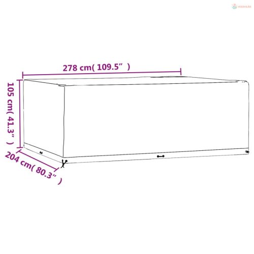 Téglalap alakú kerti bútorhuzat 16 fűzőlyukkal 278x204x105 cm