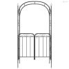 Fekete acél kerti boltív kapuval 108 x 45 x 235 cm