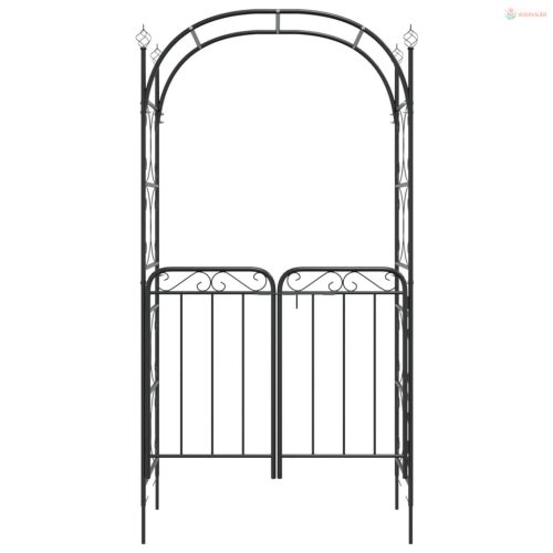 Fekete acél kerti boltív kapuval 108 x 45 x 235 cm