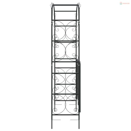 Fekete acél kerti boltív kapuval 108 x 45 x 235 cm