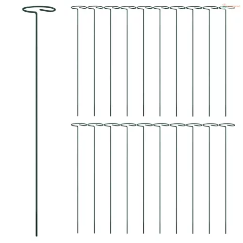 20 db sötétzöld acél kerti növénykaró 40 cm