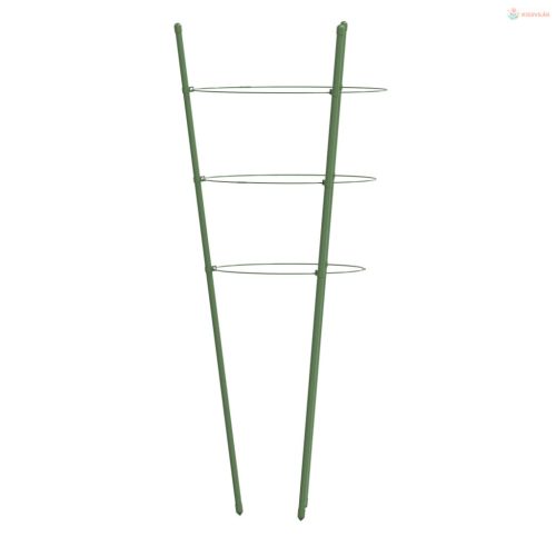 5 db zöld acél kerti növénytámasz 3 gyűrűvel 45 cm